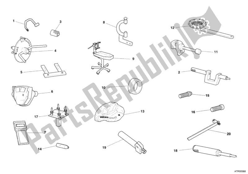 All parts for the 001 - Workshop Service Tools, Engine of the Ducati Superbike 749 S USA 2005